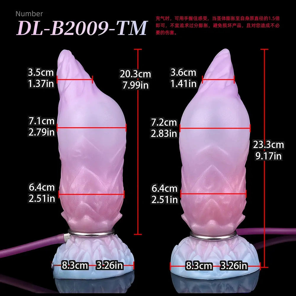 8.14in Squeeze Inflatable Alien Penis Big Fantasy Silicone Dildo For Women