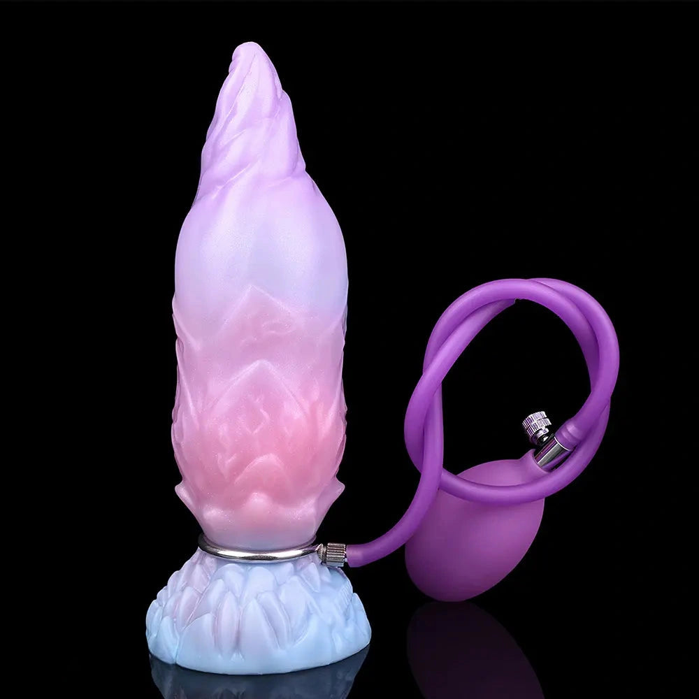 8.14in Squeeze Inflatable Alien Penis Big Fantasy Silicone Dildo For Women