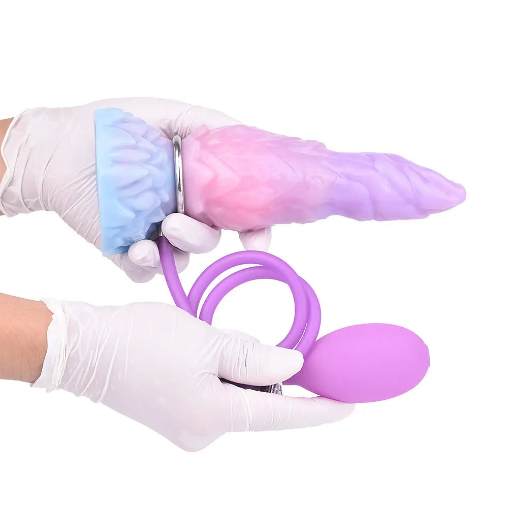 8.14in Squeeze Inflatable Alien Penis Big Fantasy Silicone Dildo For Women