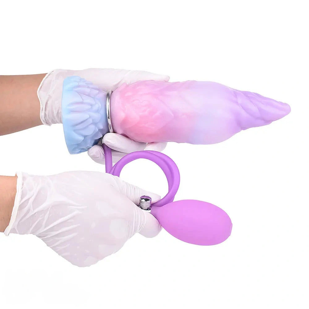 8.14in Squeeze Inflatable Alien Penis Big Fantasy Silicone Dildo For Women
