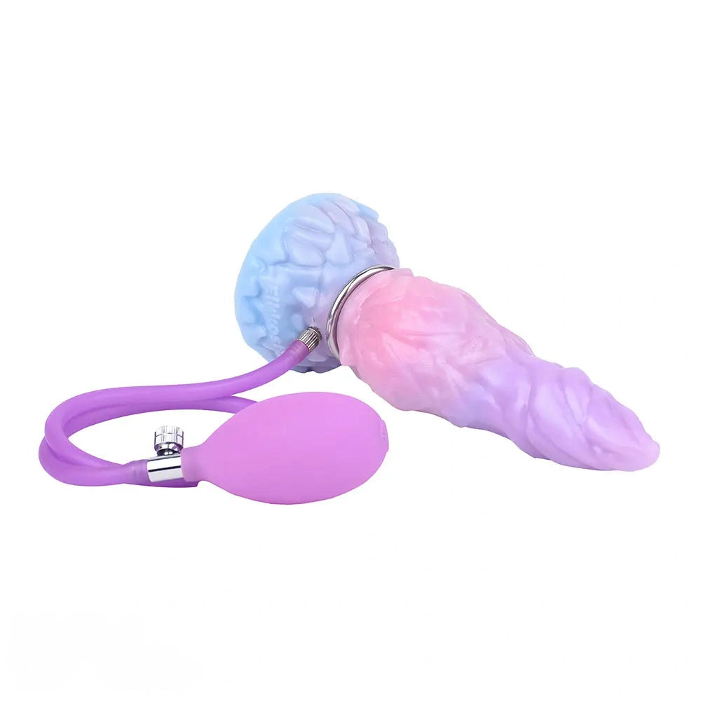 8.14in Squeeze Inflatable Alien Penis Big Fantasy Silicone Dildo For Women