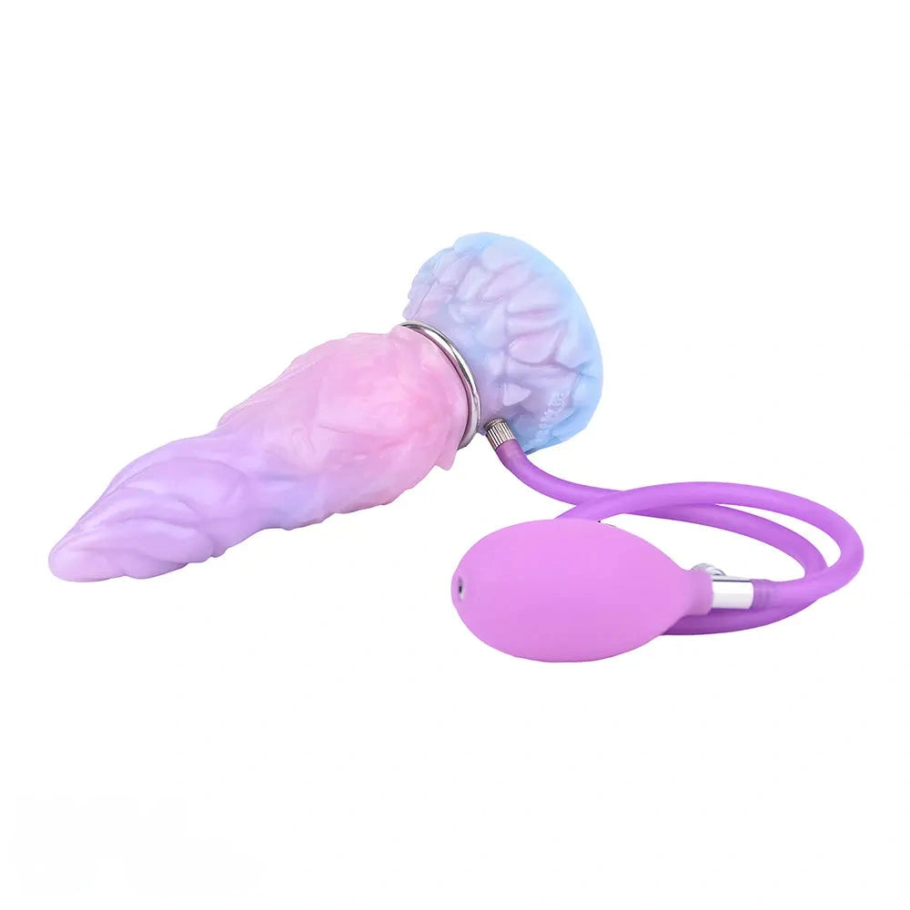 8.14in Squeeze Inflatable Alien Penis Big Fantasy Silicone Dildo For Women