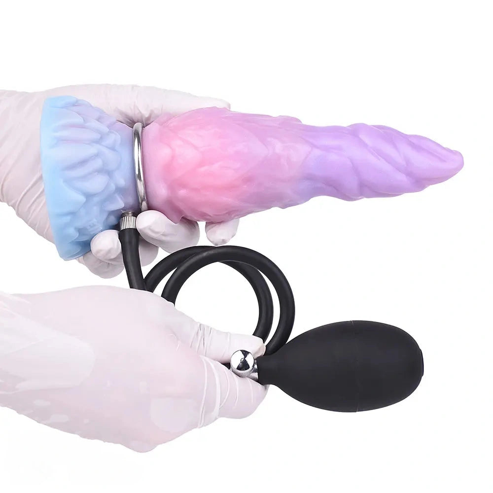 8.14in Squeeze Inflatable Alien Penis Big Fantasy Silicone Dildo For Women