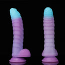 8.15in 9.06in Mixed Color Silicone Gradient Big Soft Odd Dildo Sex Toy