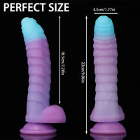 8.15in 9.06in Mixed Color Silicone Gradient Big Soft Odd Dildo Sex Toy