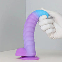8.15in 9.06in Mixed Color Silicone Gradient Big Soft Odd Dildo Sex Toy