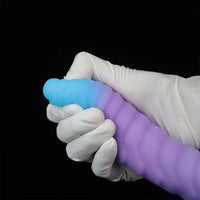 8.15in 9.06in Mixed Color Silicone Gradient Big Soft Odd Dildo Sex Toy