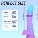 8.15in 9.06in Mixed Color Silicone Gradient Big Soft Odd Dildo Sex Toy