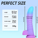 8.15in 9.06in Mixed Color Silicone Gradient Big Soft Odd Dildo Sex Toy