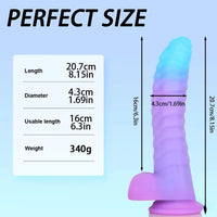 8.15in 9.06in Mixed Color Silicone Gradient Big Soft Odd Dildo Sex Toy