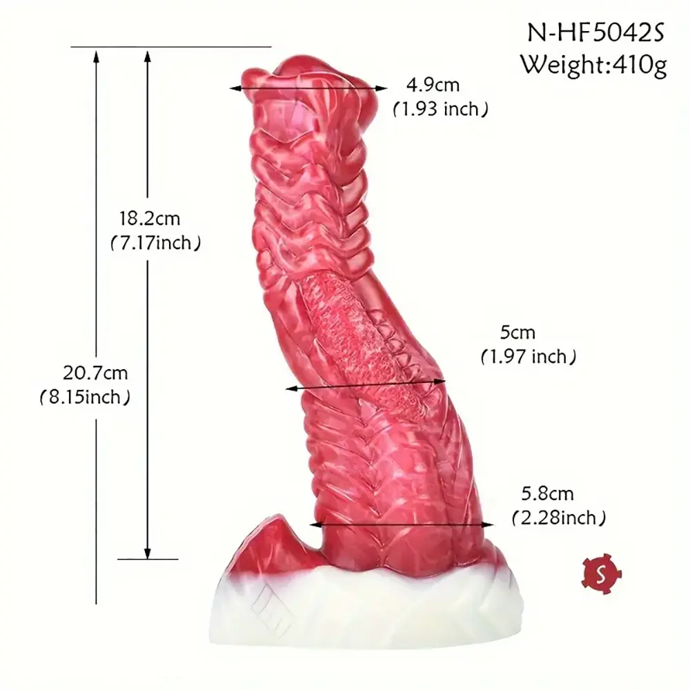8.15in 9.29in 10.63in Soft Silicone Thick Fantasy Monster Female Dildo