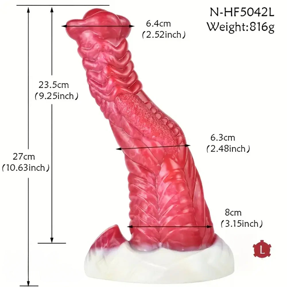 8.15in 9.29in 10.63in Soft Silicone Thick Fantasy Monster Female Dildo