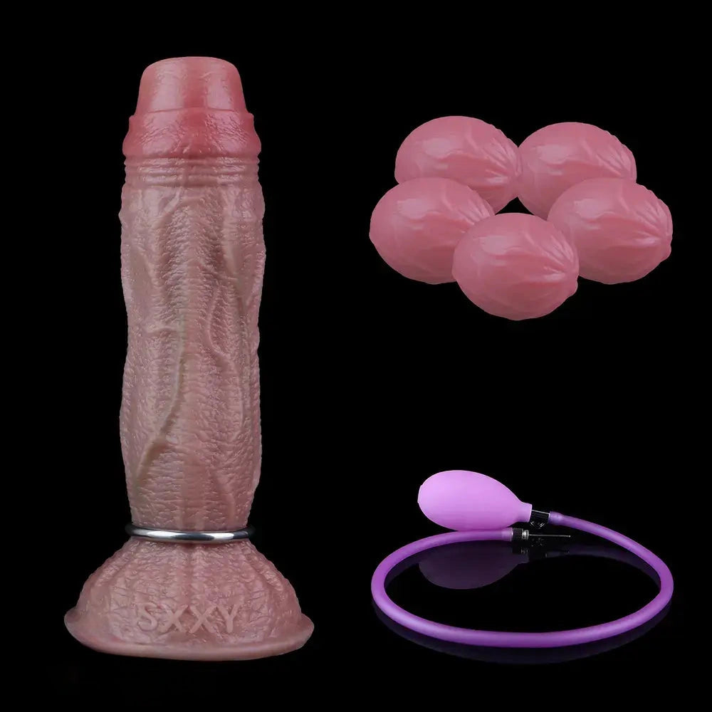 8.15in Ovipositor Platinum Silicone Dildo Penis Woman Masturbator Adult Sex Toy
