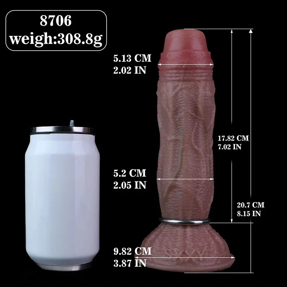 8.15in Ovipositor Platinum Silicone Dildo Penis Woman Masturbator Adult Sex Toy
