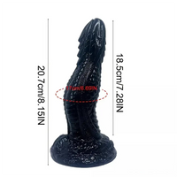 8.15in PVC Dragon Large Black Dildo For Women Strong Suction Cup