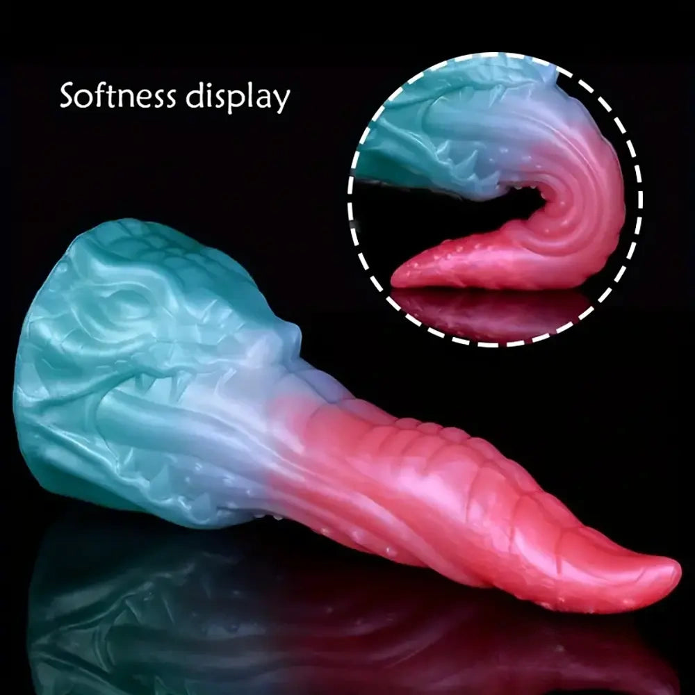 8.18in Dragon Monster Real Silicone Soft Dildo Penis Anal Expander