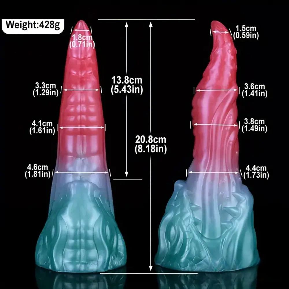8.18in Dragon Monster Real Silicone Soft Dildo Penis Anal Expander