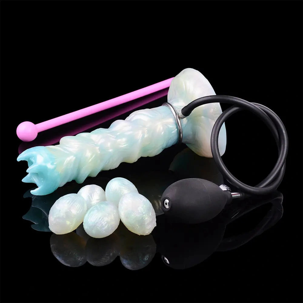 8.18in Soft Fleshy Texture Big Cock Ovipositor Egg Laying Inflatable Dildo