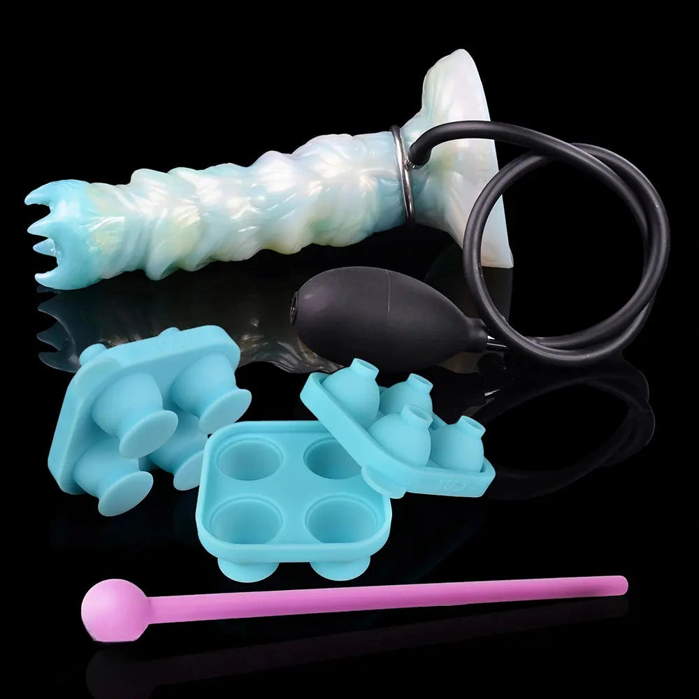 8.18in Soft Fleshy Texture Big Cock Ovipositor Egg Laying Inflatable Dildo