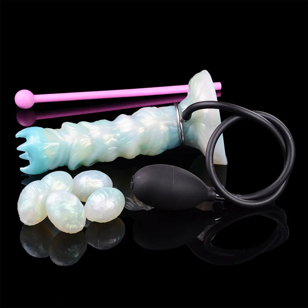 8.18in Soft Fleshy Texture Big Cock Ovipositor Egg Laying Inflatable Dildo