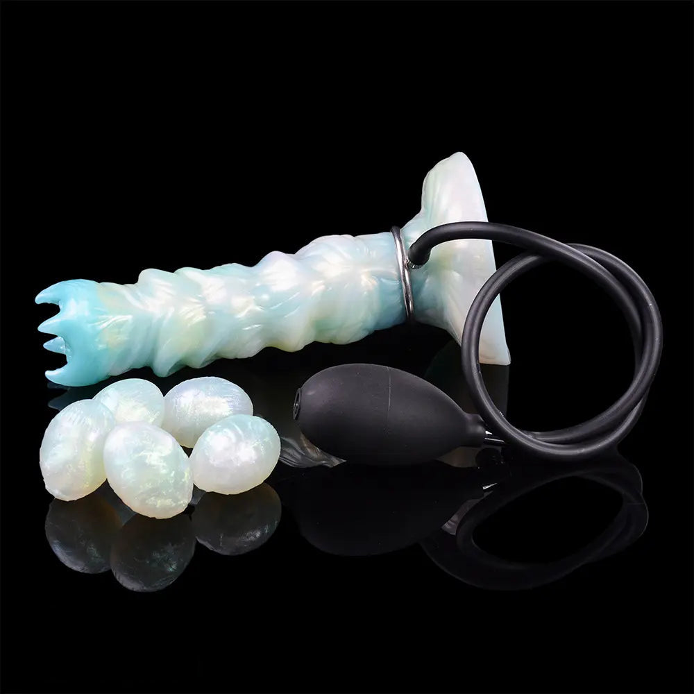 8.18in Soft Fleshy Texture Big Cock Ovipositor Egg Laying Inflatable Dildo