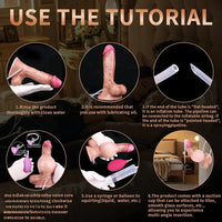 8.22in Inflatable Squirting Soft Silicone Cock Dildo Realistic Penis Sex Toy