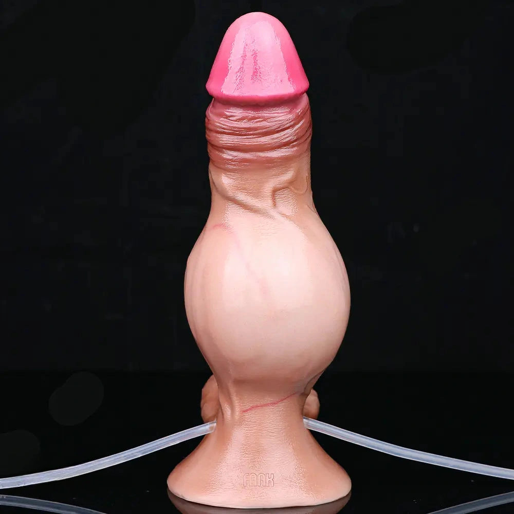 8.22in Inflatable Squirting Soft Silicone Cock Dildo Realistic Penis Sex Toy