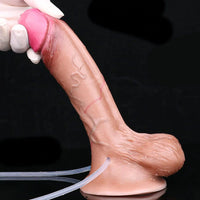 8.22in Inflatable Squirting Soft Silicone Cock Dildo Realistic Penis Sex Toy