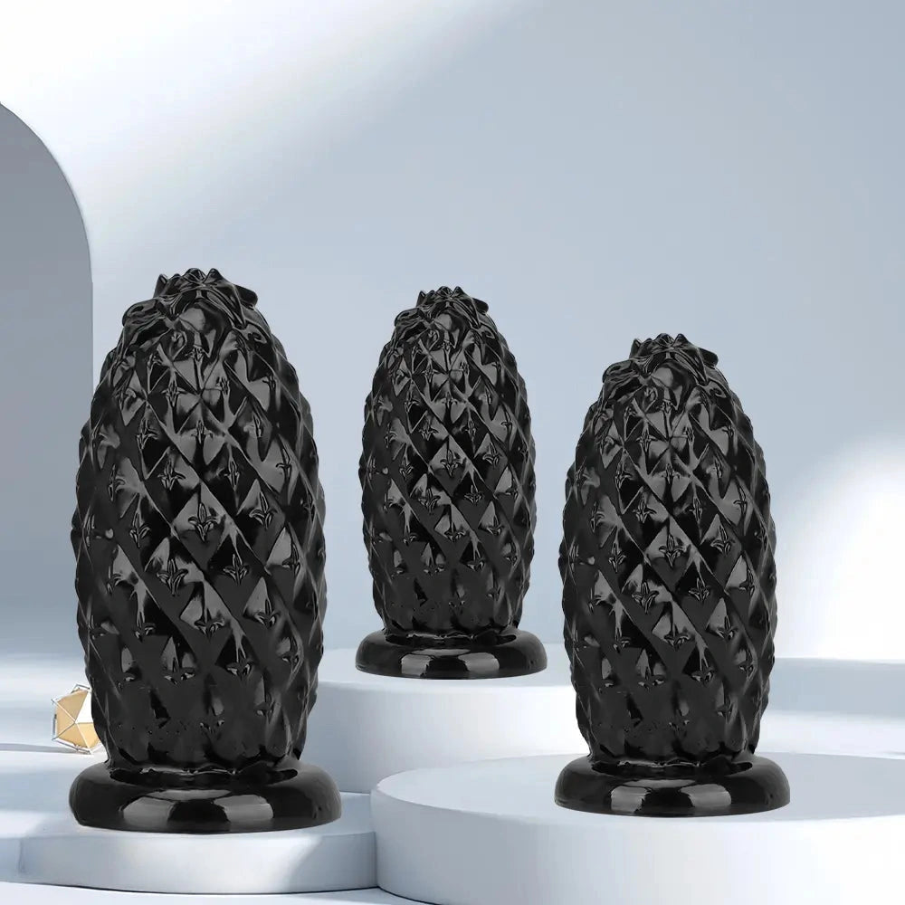 8.26in 10.03in 11.81in Black Big Pineapple Penis PVC Thick Anal Plug Dildo