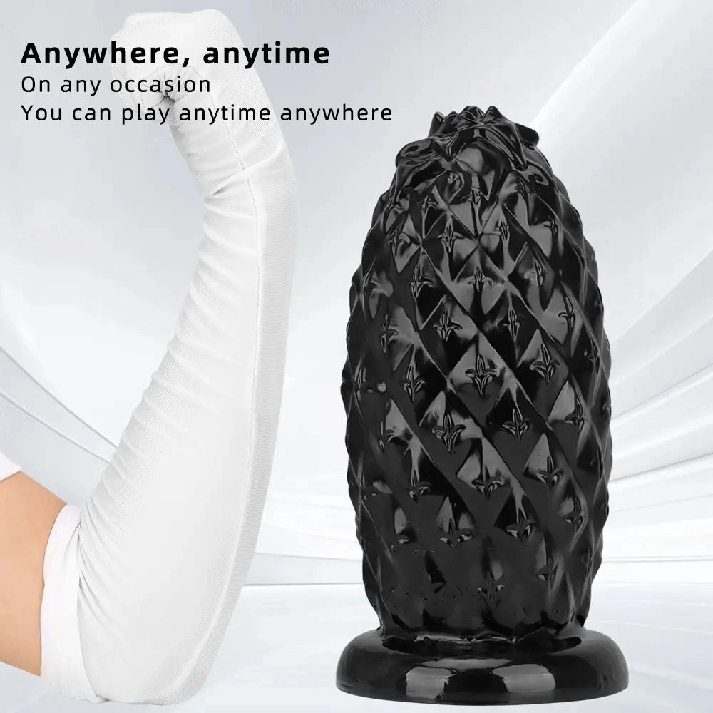 8.26in 10.03in 11.81in Black Big Pineapple Penis PVC Thick Anal Plug Dildo