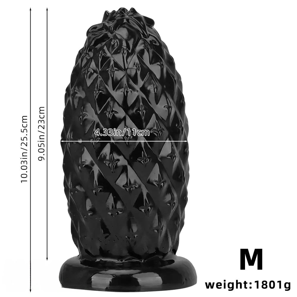 8.26in 10.03in 11.81in Black Big Pineapple Penis PVC Thick Anal Plug Dildo