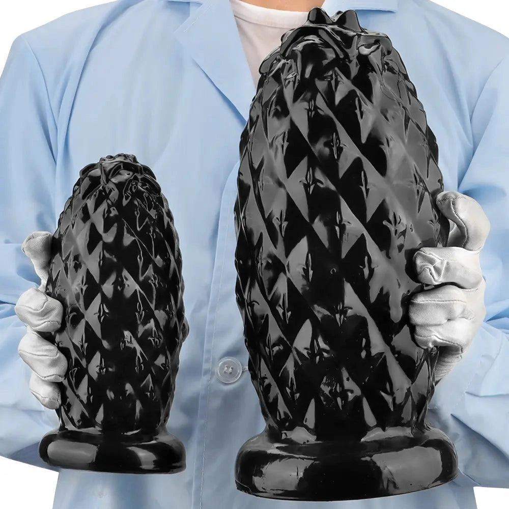 8.26in 10.03in 11.81in Black Big Pineapple Penis PVC Thick Anal Plug Dildo