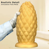 8.26in 10.03in 11.81in Gold Silicone Pineapple Giant Penis Anal Plug Dildo