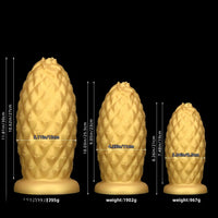 8.26in 10.03in 11.81in Gold Silicone Pineapple Giant Penis Anal Plug Dildo