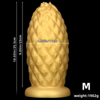 8.26in 10.03in 11.81in Gold Silicone Pineapple Giant Penis Anal Plug Dildo