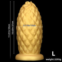 8.26in 10.03in 11.81in Gold Silicone Pineapple Giant Penis Anal Plug Dildo