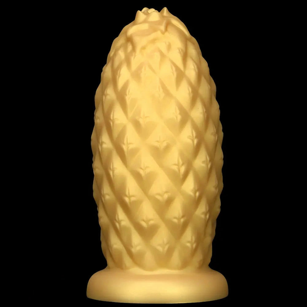 8.26in 10.03in 11.81in Gold Silicone Pineapple Giant Penis Anal Plug Dildo