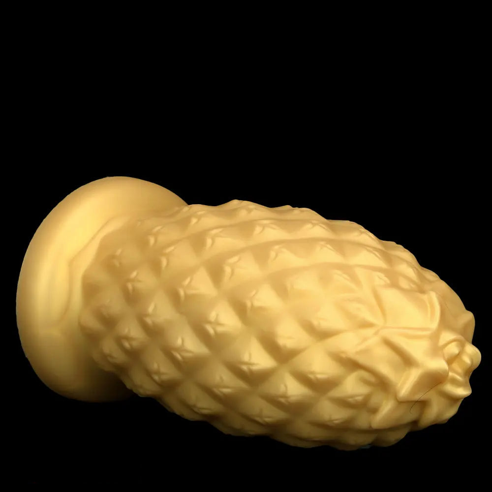 8.26in 10.03in 11.81in Gold Silicone Pineapple Giant Penis Anal Plug Dildo