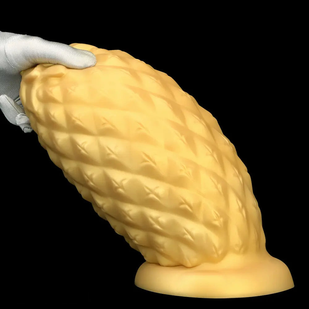 8.26in 10.03in 11.81in Gold Silicone Pineapple Giant Penis Anal Plug Dildo