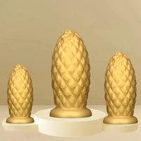 8.26in 10.03in 11.81in Gold Silicone Pineapple Giant Penis Anal Plug Dildo