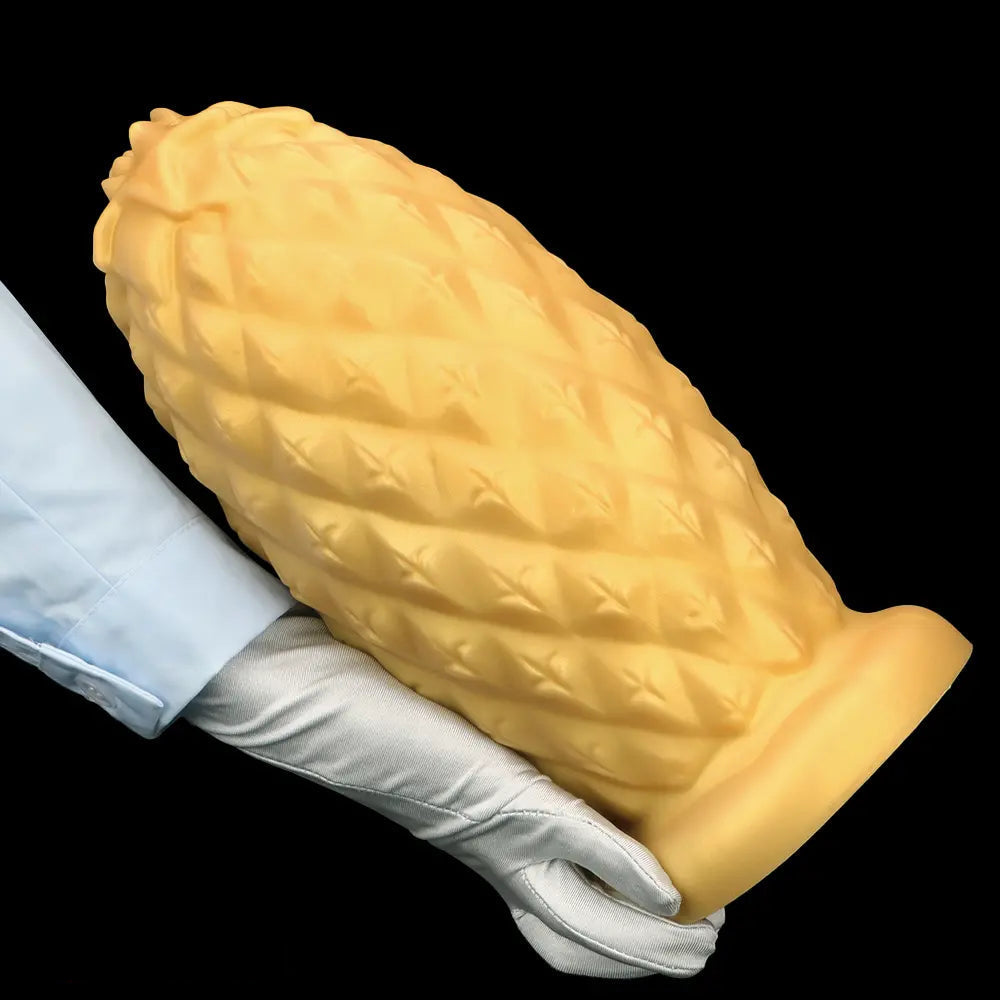 8.26in 10.03in 11.81in Gold Silicone Pineapple Giant Penis Anal Plug Dildo