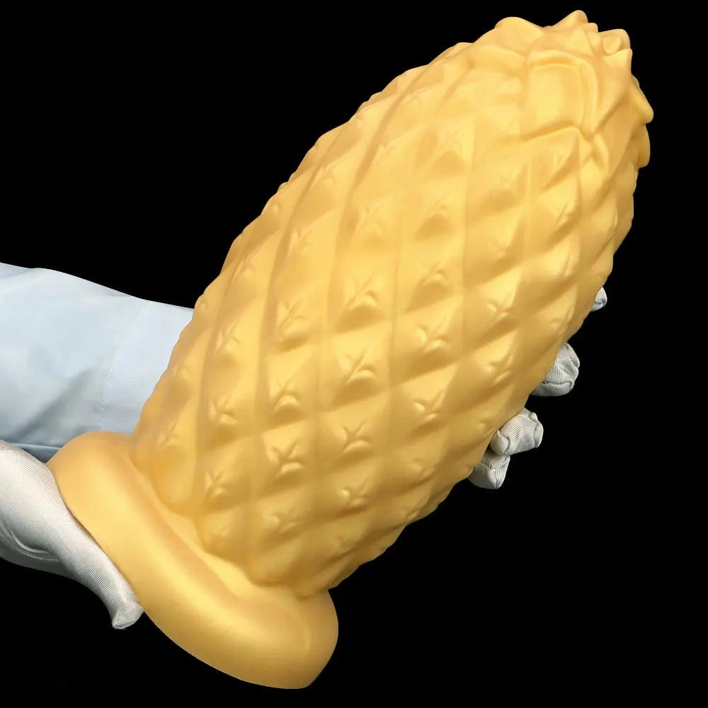 8.26in 10.03in 11.81in Gold Silicone Pineapple Giant Penis Anal Plug Dildo