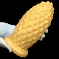 8.26in 10.03in 11.81in Gold Silicone Pineapple Giant Penis Anal Plug Dildo