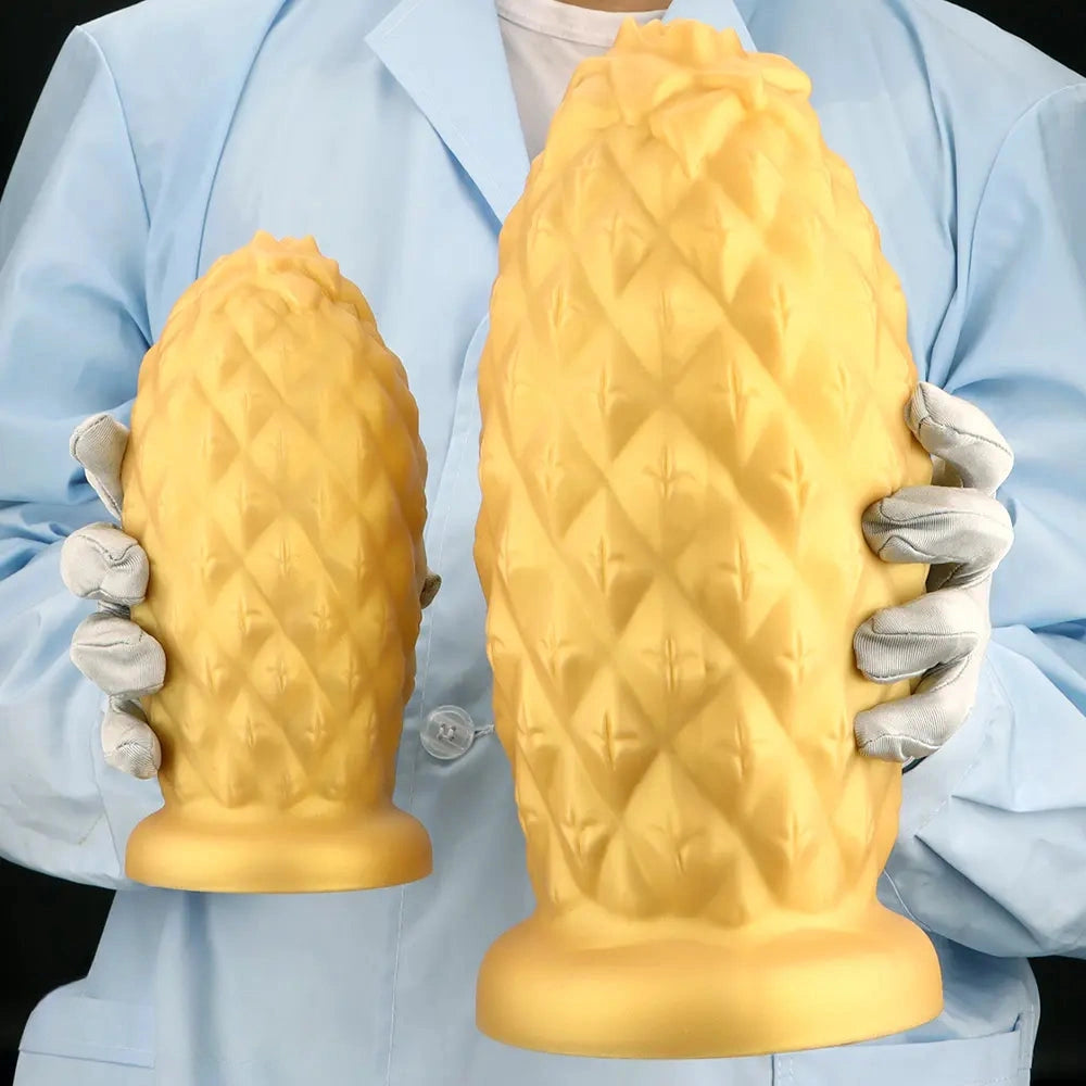 8.26in 10.03in 11.81in Gold Silicone Pineapple Giant Penis Anal Plug Dildo