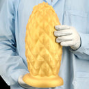 8.26in 10.03in 11.81in Gold Silicone Pineapple Giant Penis Anal Plug Dildo
