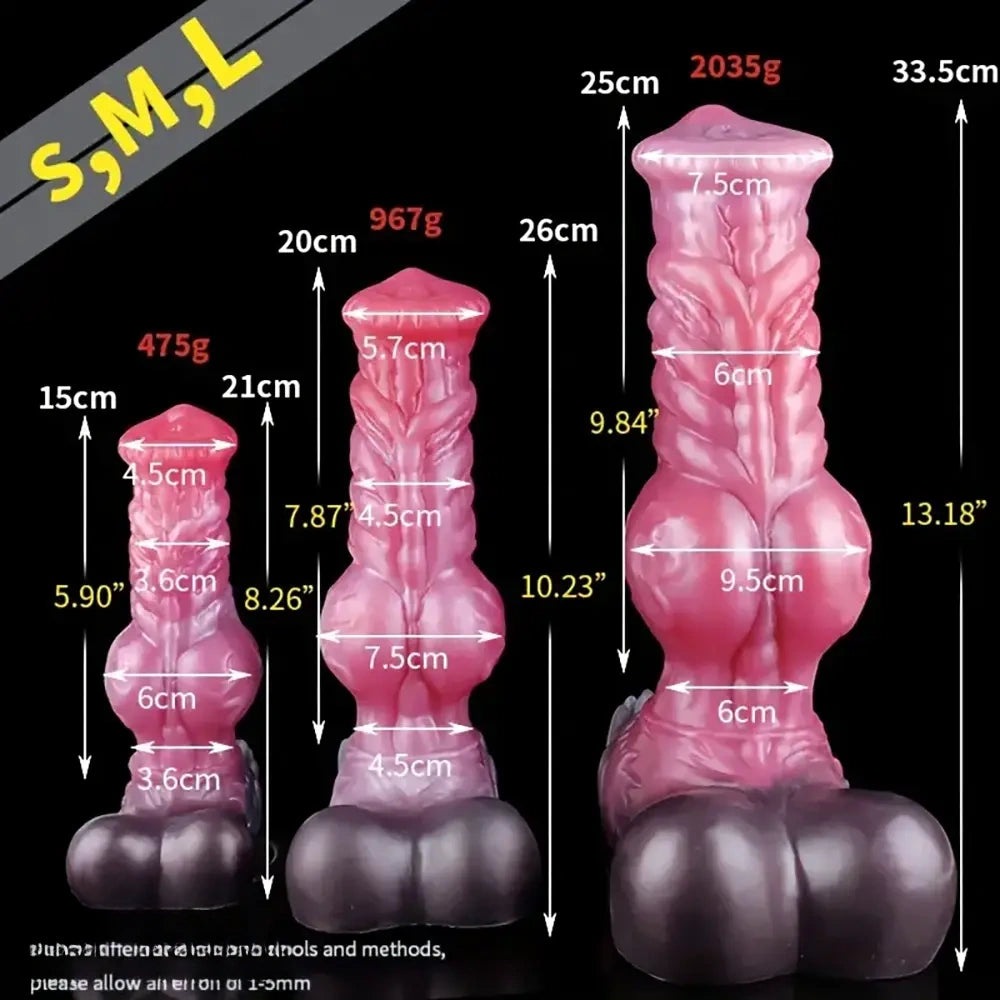 8.26in 10.23in 13.18in Horse Cock Knot Silicone Soft Animal Anal Dildo