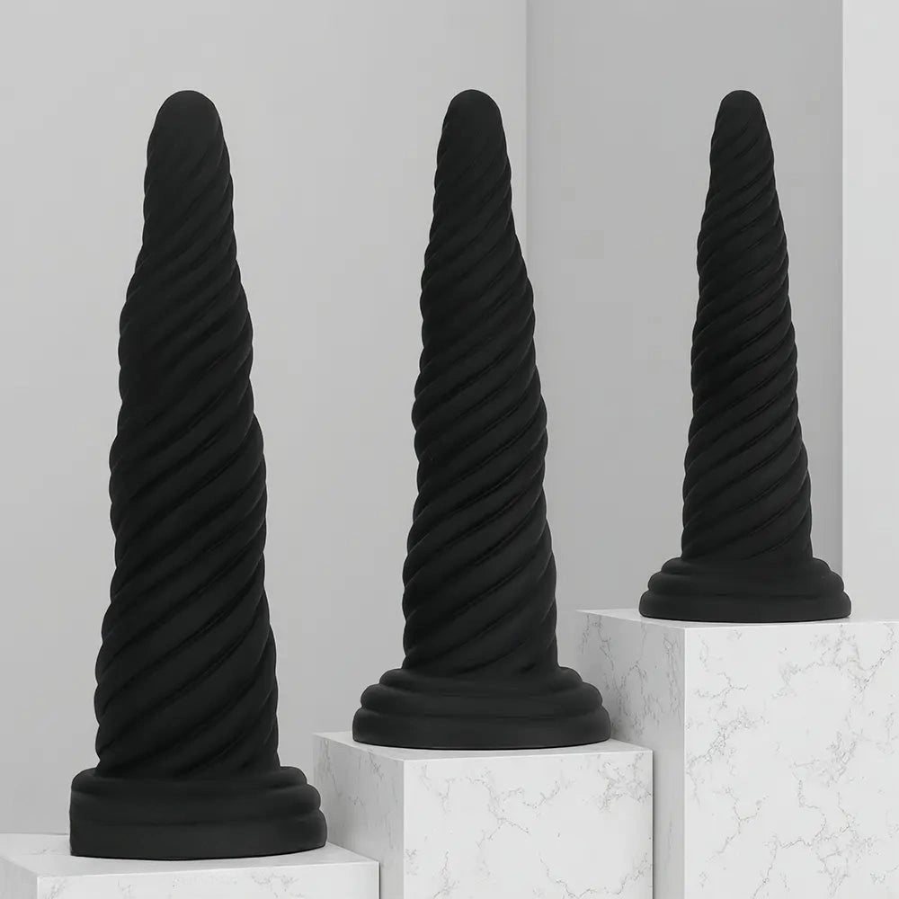 8.26in 10.43in 12in Silicone Thread Black Big Soft Dildo For Couples