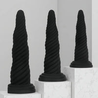 8.26in 10.43in 12in Silicone Thread Black Big Soft Dildo For Couples