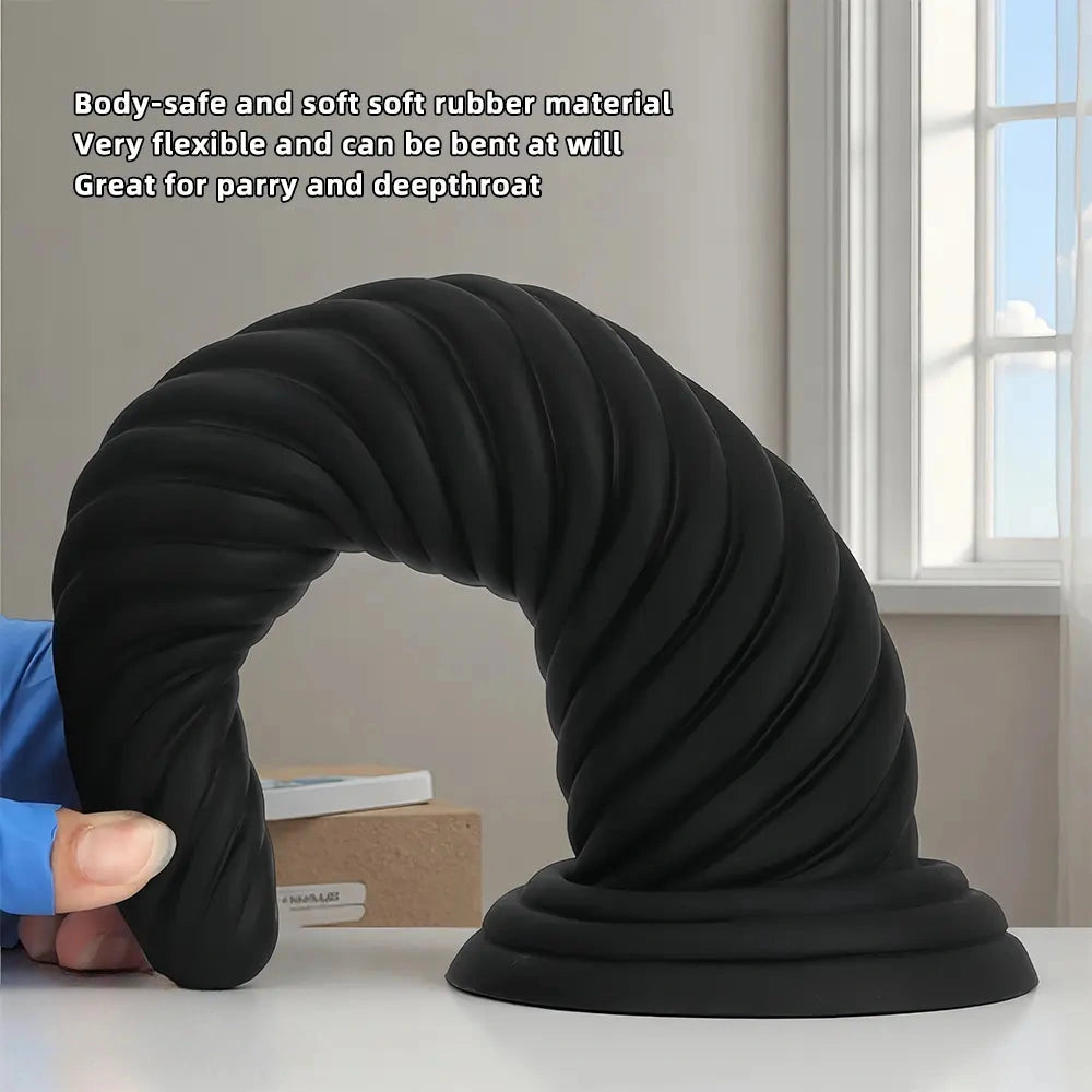 8.26in 10.43in 12in Silicone Thread Black Big Soft Dildo For Couples