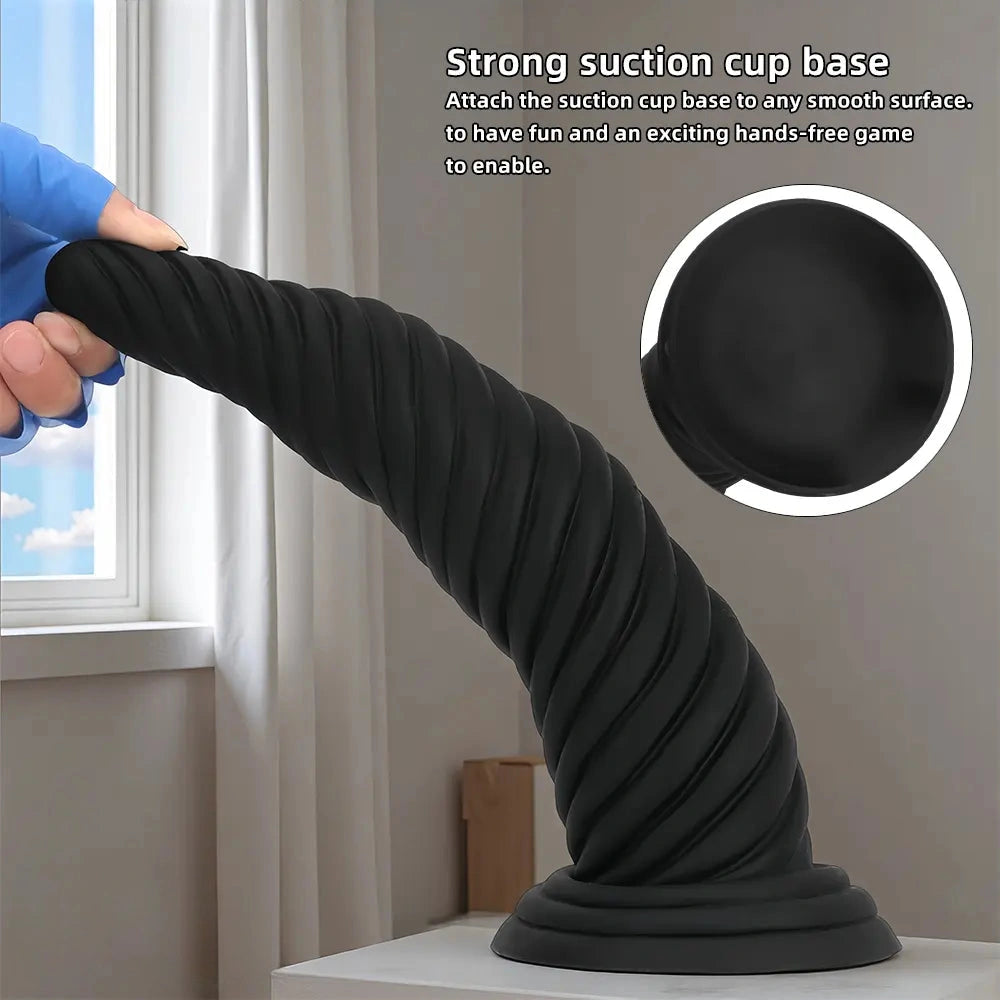 8.26in 10.43in 12in Silicone Thread Black Big Soft Dildo For Couples